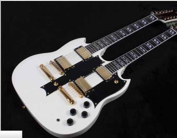 

double neck alpine white 12/6 струны гитары, золотое оборудование, свободная перевозка груза