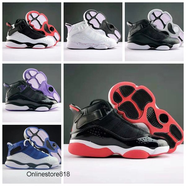 

designer baby 6 rings kids basketball shoes space jam bred youth children's athletic 6s sports shoes for boy girls shoes size:28-35