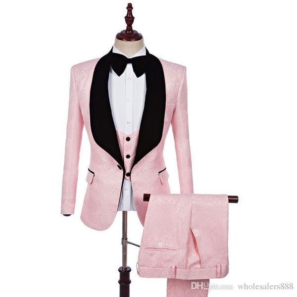 

real p groomsmen shawl lapel groom tuxedos one button men suits wedding/prom/dinner man blazer (jacket+pants+bow tie+vest) k778, Black;gray