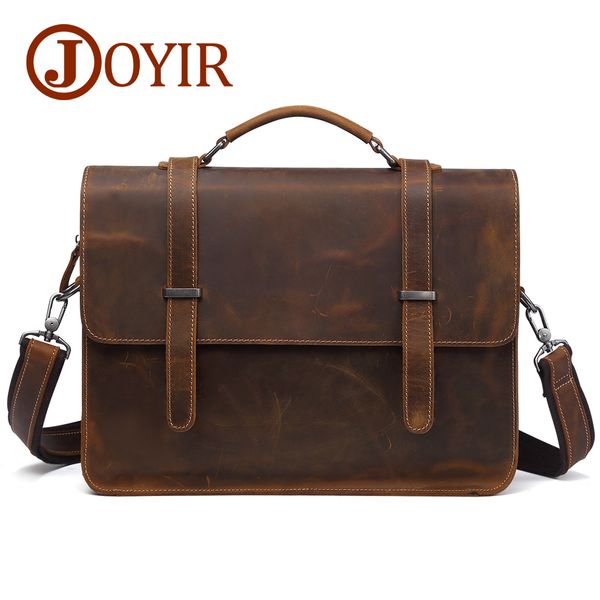 

genuine brown leather satchel briefcase men messenger bag lapcrzay horse computer office shoulder men's handbag document case sale