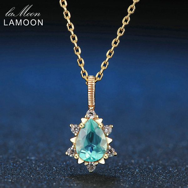 

lamoon pear cut 5x7mm 1ct 100% natural apatite 925 sterling silver jewelry chain pendant necklace lmni023