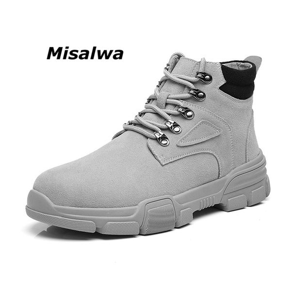 

misalwa 2019 winter chukka boots suede leather thick warm beige black high casual boot man british stylish work safty boots