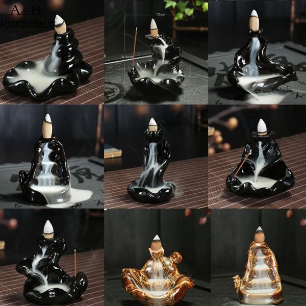 

burner incense creative holder 1pcs backflow ornaments supplies ceramic furnace home censer lotus aromatherapy smoke buddhist