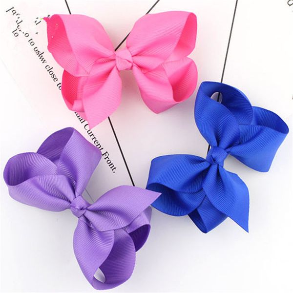 

4.inch colorful big hair bows solid hairpins kid girls large ribbon hair bows clips accessories for toddlers kids girls hairwear, Slivery;white