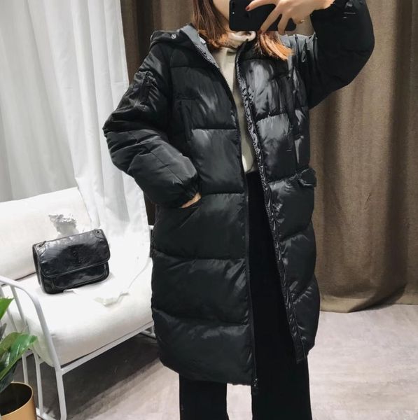 

mooirue winter coat women hooded warm solid casual streetwear korean long jackets harajuku parka plus size women winter coat, Black