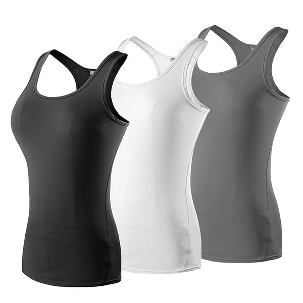 

yd 3pcs womens athletic compression yoga sport shirts vest tights base layer gym yoga running sleeveless vest top, White;red