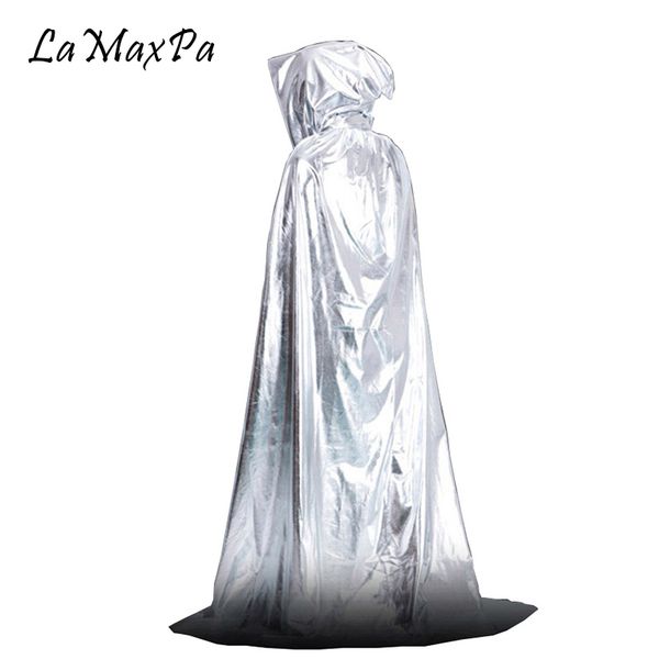 

lamaxpa halloween poncho for polyester wraps boys halloween party festival tippet grim reaper solid shinning ponchos, Blue;gray