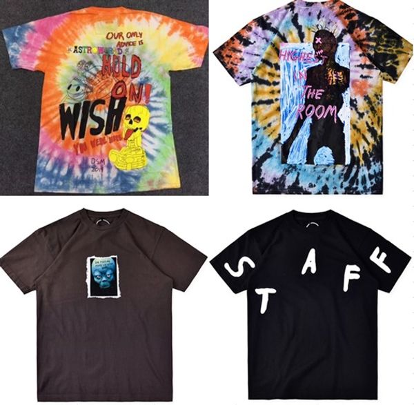 

dsm travis scott tee cooperative couple graffiti hand-painted tie-dye ins short sleeve t-shirt, White;black