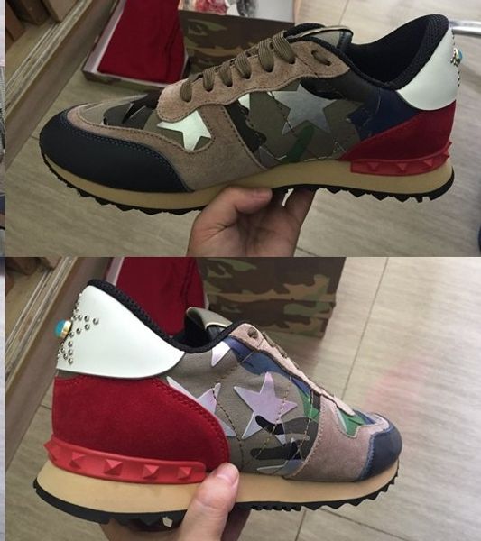 

size 35-45 women/men casual shoes camouflage genuine leather lace up couple shoes rivets flat shoes, Black