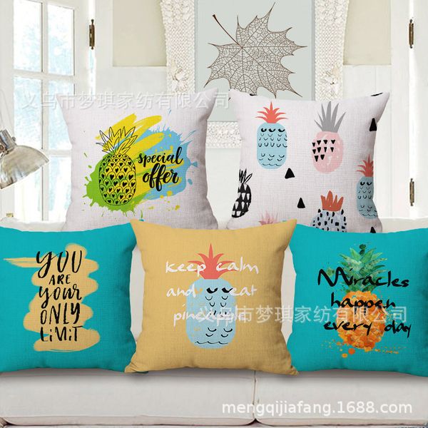 

meng qi home textile cartoon pineapple modern concise geometry embrace pillow case cotton cushion set