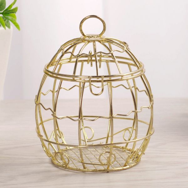 

5pcs golden bird cage shape candy box wedding decoration chocolate sugar packaging iron wire box favor gift boxes