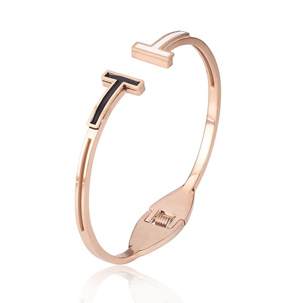 

2020 new fashion women 316 stainless steel rose gold crystals bangle gift jewelry, Black