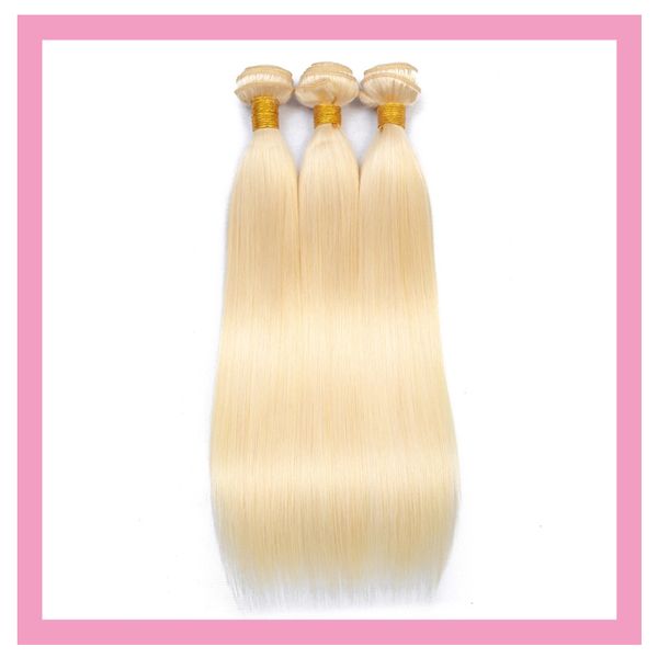 

malaysian virgin hair bundles 3 pieces/lot silky straight 613 blonde light color double wefts 613# blonde human hair, Black