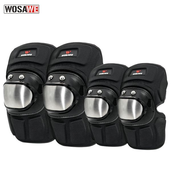 

wosawe motorcycle protective knee pads elbow pads motocross elbow knee protector combinations guard motorbike protective gear, Black;gray