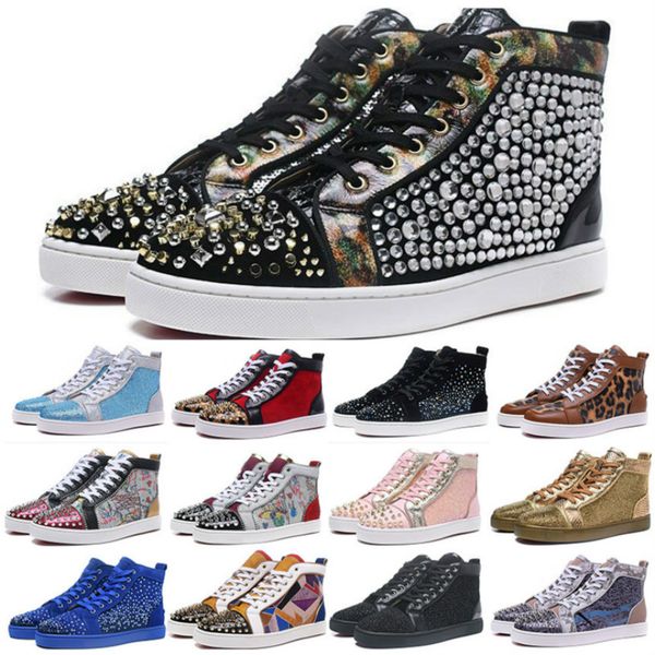 

2019 new bottom is red sneaker shoe for mens women party wedding genuine leather casual shoes spike sneakers 36-45 arthur, Black