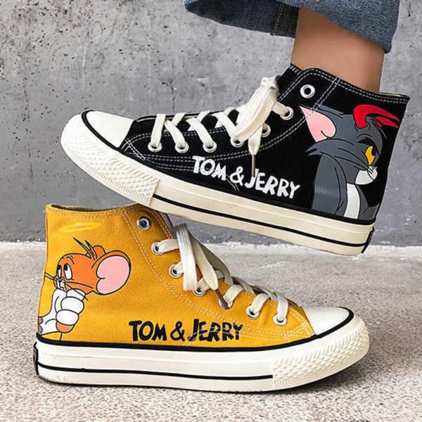 

2020 new men and women lovers cartoon animals printing canvas shoe