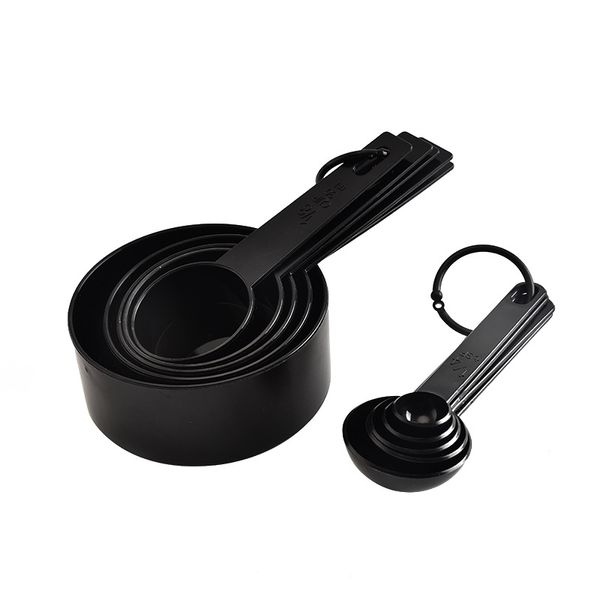 

10pcs/set black plastic measuring spoons measuring cups for baking coffee tea wholesale kitchen tools