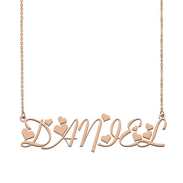

daniel name necklace pendant for women girls birthday gift custom nameplate kids friends jewelry 18k gold plated stainless steel, Silver