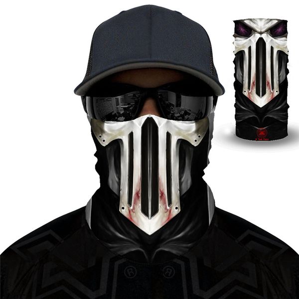 

2020 latest fashion skull magic scarf tube seamless bandanas headband variety turban hood veil head scarf multi function, Blue;gray