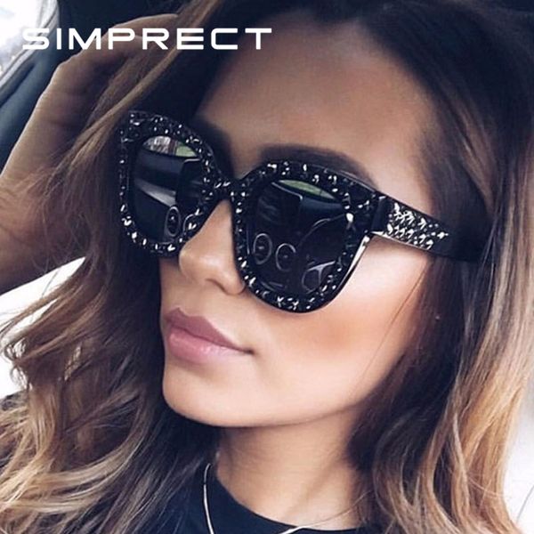 

simprect vintage cat eye sunglasses women 2020 gypsophila retro square mirror sun glasses brand designer lunette de soleil femme, White;black