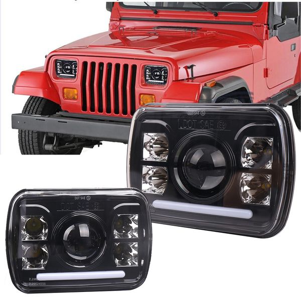 

2pcs 120w 5x7 inch led headlamp 7x6" led headlights for jeep wrangler yj cherokee xj ford trucks square headlights