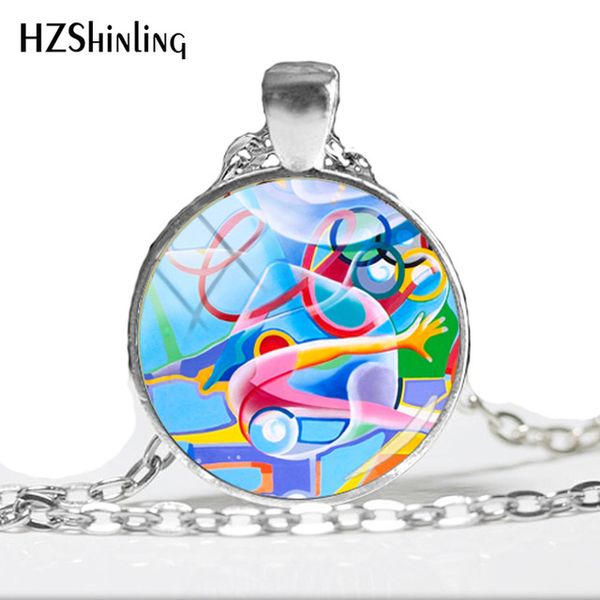 

2019 new i love gymnastics necklace keep calm and love gymnastics pendant glass dome pendants round hand craft jewelry hz1, Silver