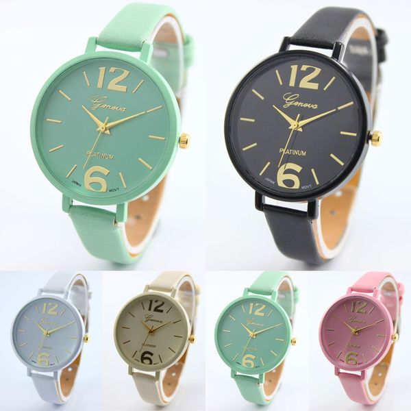 

2018 new fashion brand watches women luxury watch geneva women faux leather analog quartz wrist watch gift, Slivery;brown