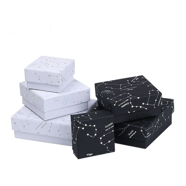

[ddisplay] zodiac black jewelry box, forever lovers ring white case, constellatory jewelry necklace box, starry sky bracelet display, Black;white