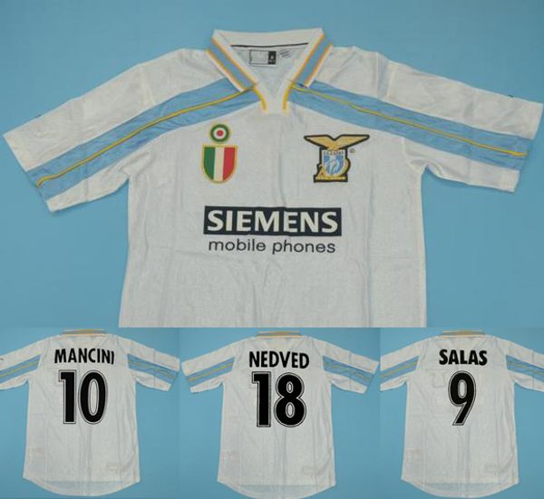

99 00 Lazio Retro Jersey version Soccer Jersey 1999 2000 Lazio NEDVED SALAS NESTA Soccer Shirts Customized Football uniform