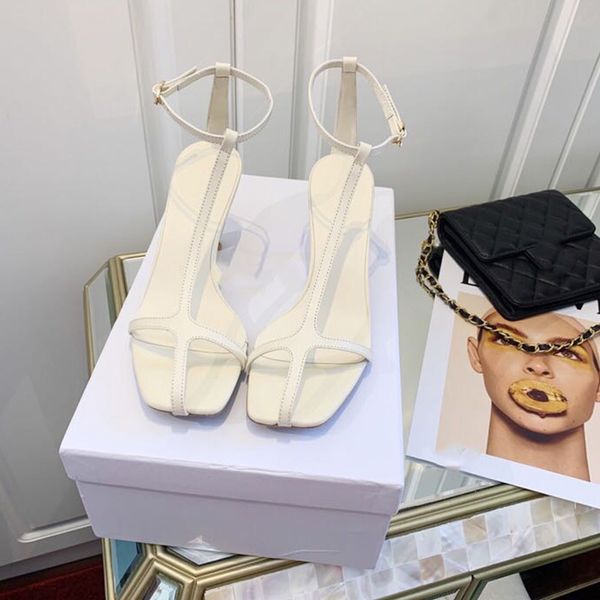 

2020 new designer women's high heels, dress shoes, slippers, sandals, high-end quality italian calfskin material size 35-39 white, Black