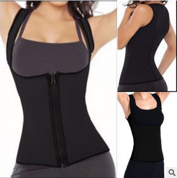 

fajas modeladoras молнии женщины талии тренажер body shaper плюс размер пот пот жилет тренер 4xl горячий женский shapewear, Black;white