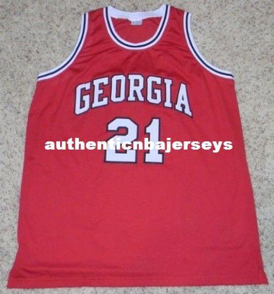 

#21 dominique wilkins georgia bulldogs basketball jersey red stitched customized any name and number jersey, Black;blue