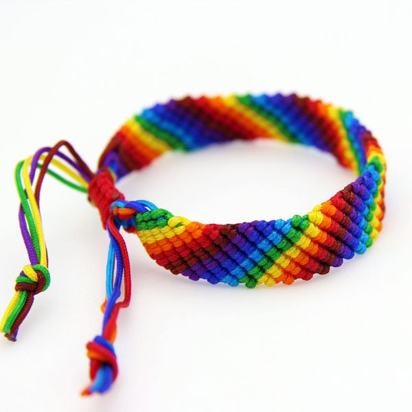 Mode handgemachte Frauen Regenbogen Farbe Geschenk Link Armbänder Schmuck neue Phantasie 18 CM verstellbare gewebte Seil Armband 2 Stück