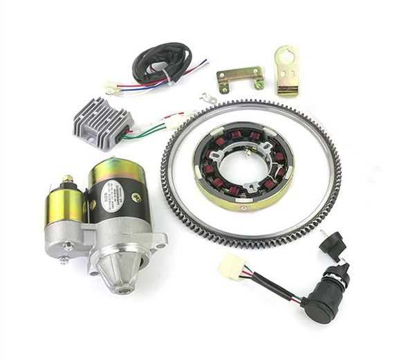 

electric start modification kit forward direction fits yanmar l100 10hp diesel 5kw w/ starter motor on off switch flywheel avr magnetic