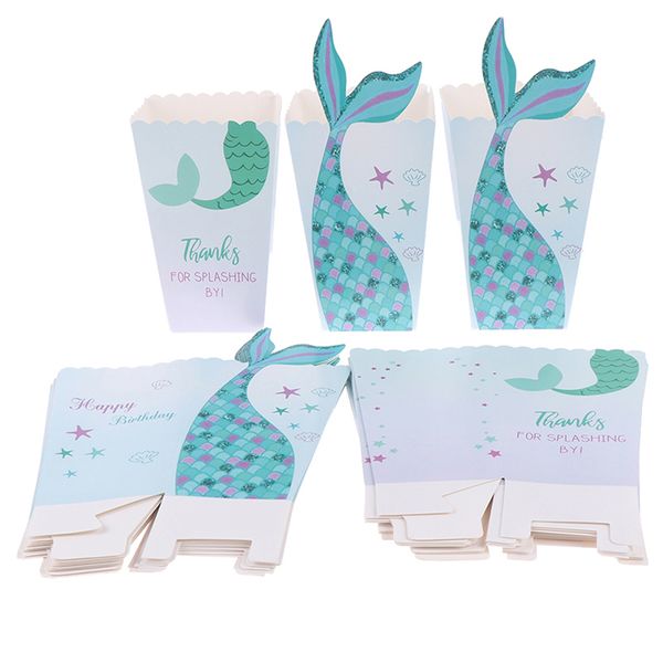 

12pc mermaid party under the sea mermaid tail goodie popcorn box baby shower kids birthday party supplies favors gifts treat box