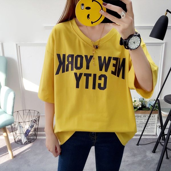 

футболка женской одежда нью-йорк алфавит женщина белая желтая черная женщина топы soft для кожи моды девушка tee tshirts одежды, White