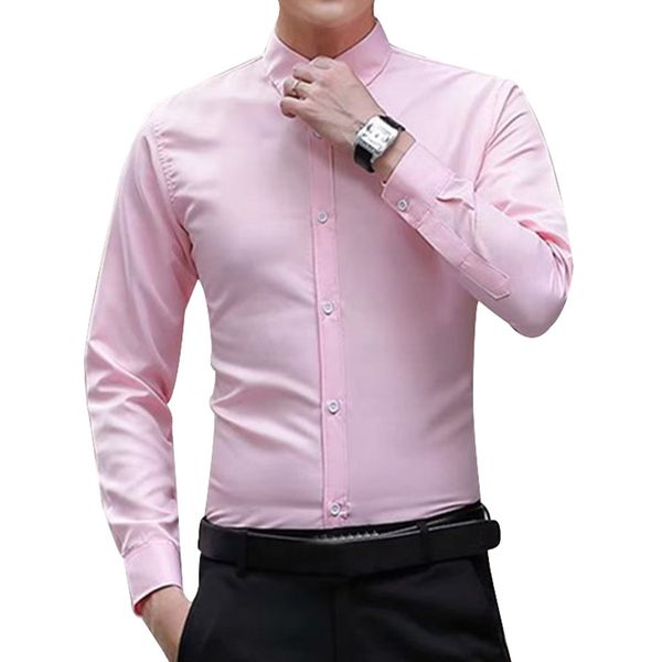 

new brand men's autumn long sleeve shirts slim fit solid turn-down collar tuxedo shirt business formal men shirts big size 3xl, White;black