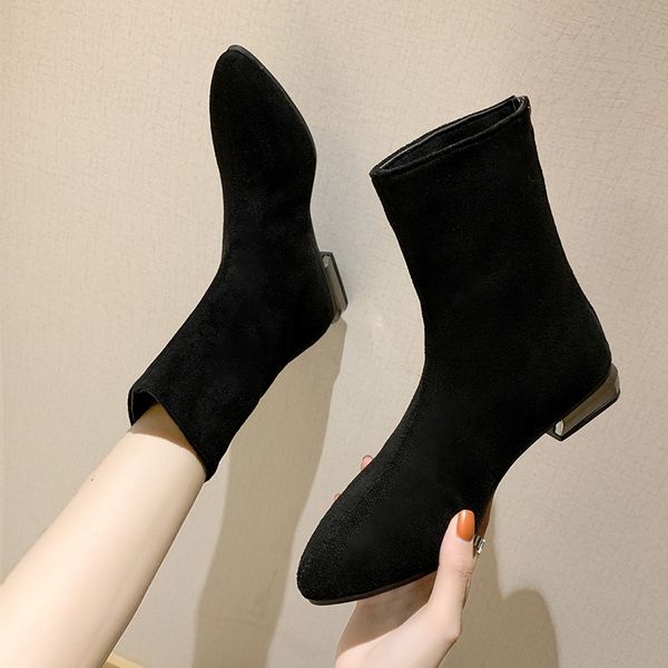 

women boots high heels women's shoes autumn boots-women winter footwear booties ladies lace up round toe stiletto mid-calf black