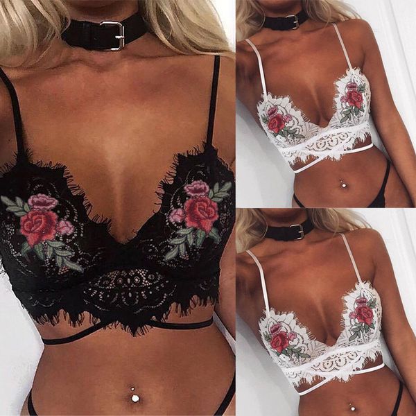 

fashion women's lace floral bralette bralet bra bustier unpadded underwear summer bra, Red;black