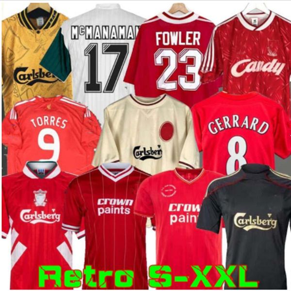 

04 05 retro soccer jersey gerrard 1982 fowler dalglish 10 11 football shirt torres 1989 maillot 85 86 kuyt 08 09 suarez 1995 93 mcmanaman, Black;yellow