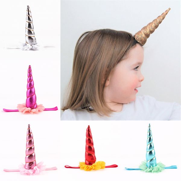 

дети цветов марлевые повязки детские подарки для животных headwears unicorn лук простота золотой рог whirlpool твердая paisley horn 23, Slivery;white