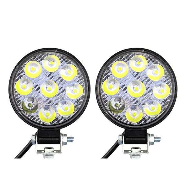 

2x round 27w 9-led work light 9v-30v off-road flood spot lamp car atv utv suv