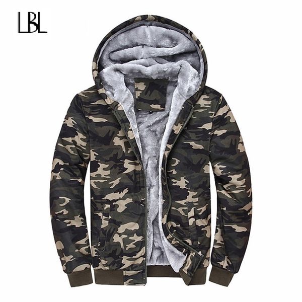 

winter warm jacket men camouflage hooded tracksuits male 2019 casual men's fleece outwear sporting sets mens sportswear hoody, Black;brown