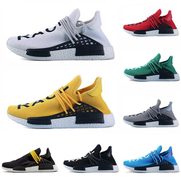 

human race running shoes yellow black red grey white pharrell williams mens trainer women sneaker fashion sports shoe size 5.5-12