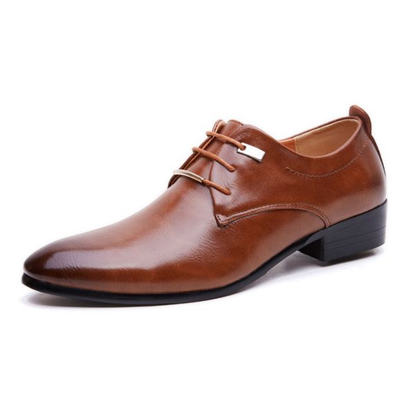 

fashion british retro pointed-toe male business leather shoes artificial pu leather craft casual lace-up office shoes mens bl001, Black