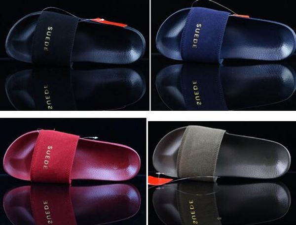 

2019 new rihanna leadcat fenty leadcat suede slipper faux fur burgundy slide slippers ladies indoor black purple sandals