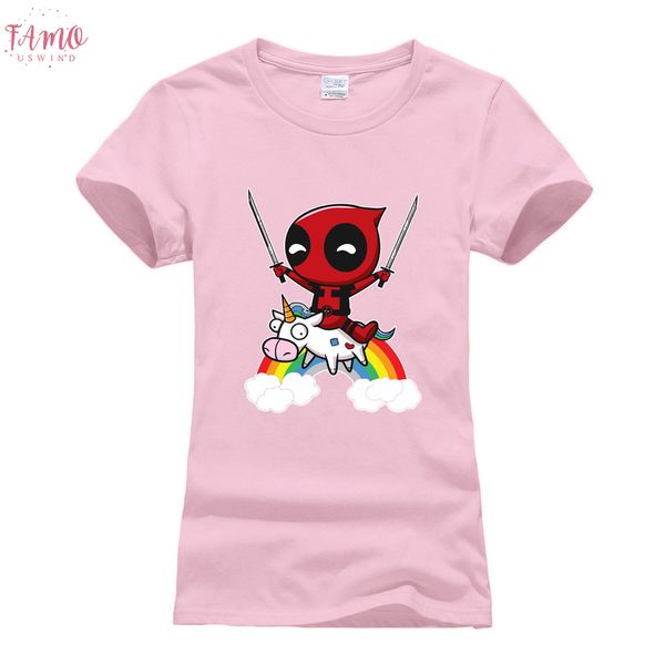 

deadpool animal cartoon camisetas tee shirt femme 2019 summer women short sleeve t shirts cotton o neck harajuku t shirts cute, White