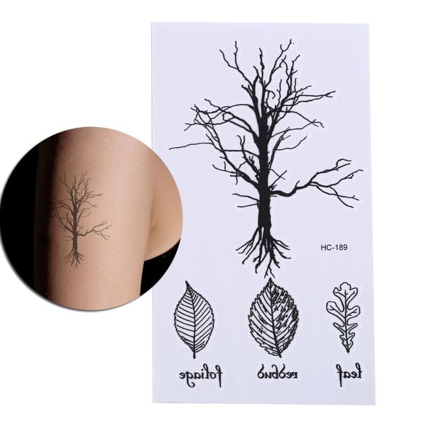 

new 1 pcs waterproof temporary fake leave tattoo stickers vintage black tree design arm leg body art make up tool