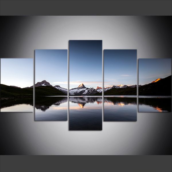 

5 piece large size canvas wall art pictures creative lake bakpu landscape poster art print oil painting for living room decor
