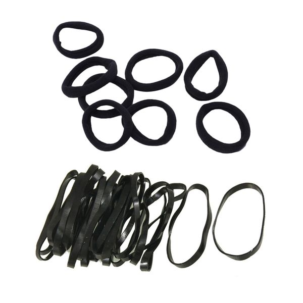 

hair accessories 8pcs black stretchy band tie holder ponytail & 40pcs elastic rubber holders, Slivery;white